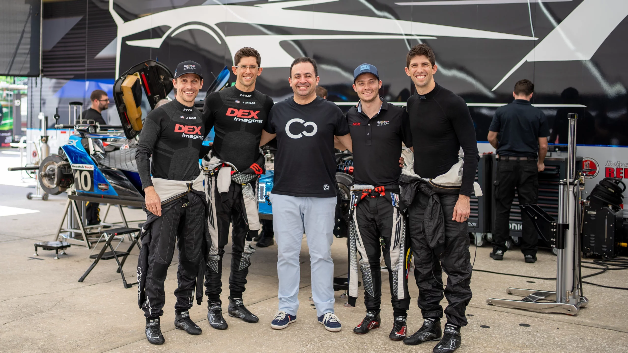 Wearin’s Product Manager with the Cadillac Wayne Taylor Racing team, from left to right: Filipe Albuquerque, Jordan Taylor, Márcio Nóbrega, Louis Delétraz, Ricky Taylor