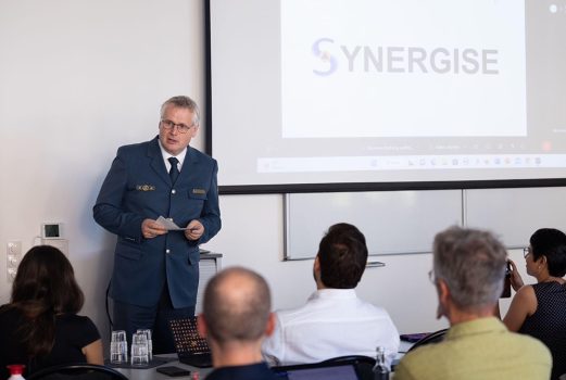 Mr. Strotmann, Head of Operations Department at Germany’s Federal Agency for Technical Relief (Technisches Hilfswerk, THW) officially kicked off the SYNERGISE project, emphasizing the importance of technology in disaster management: “The synergy between humans and technology is necessary to achieve the successful development of relevant technology to abate the impact of disasters”.